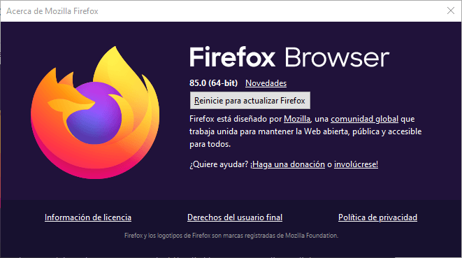 actualizar navegador firefox